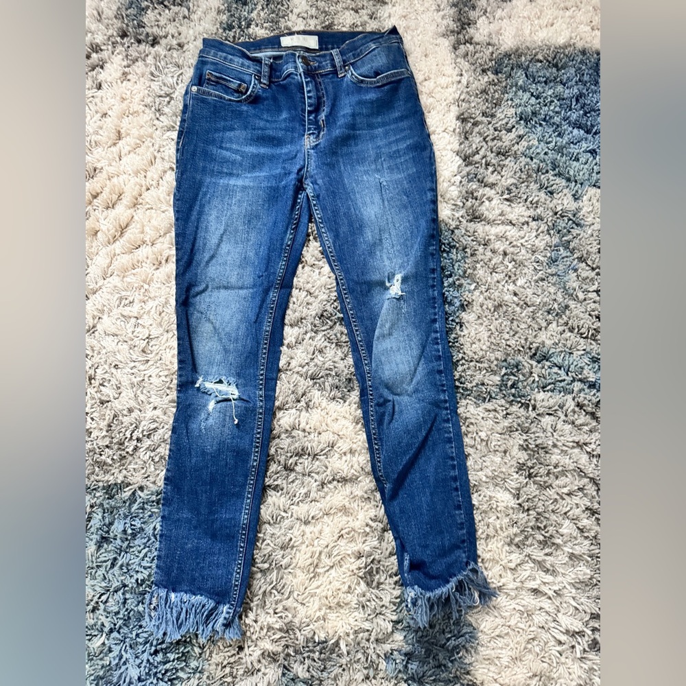We The Free Dark Blue Distressed Skinny Jeans